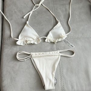 SHEIN NWOT WHITE RUFFLE BIKINI